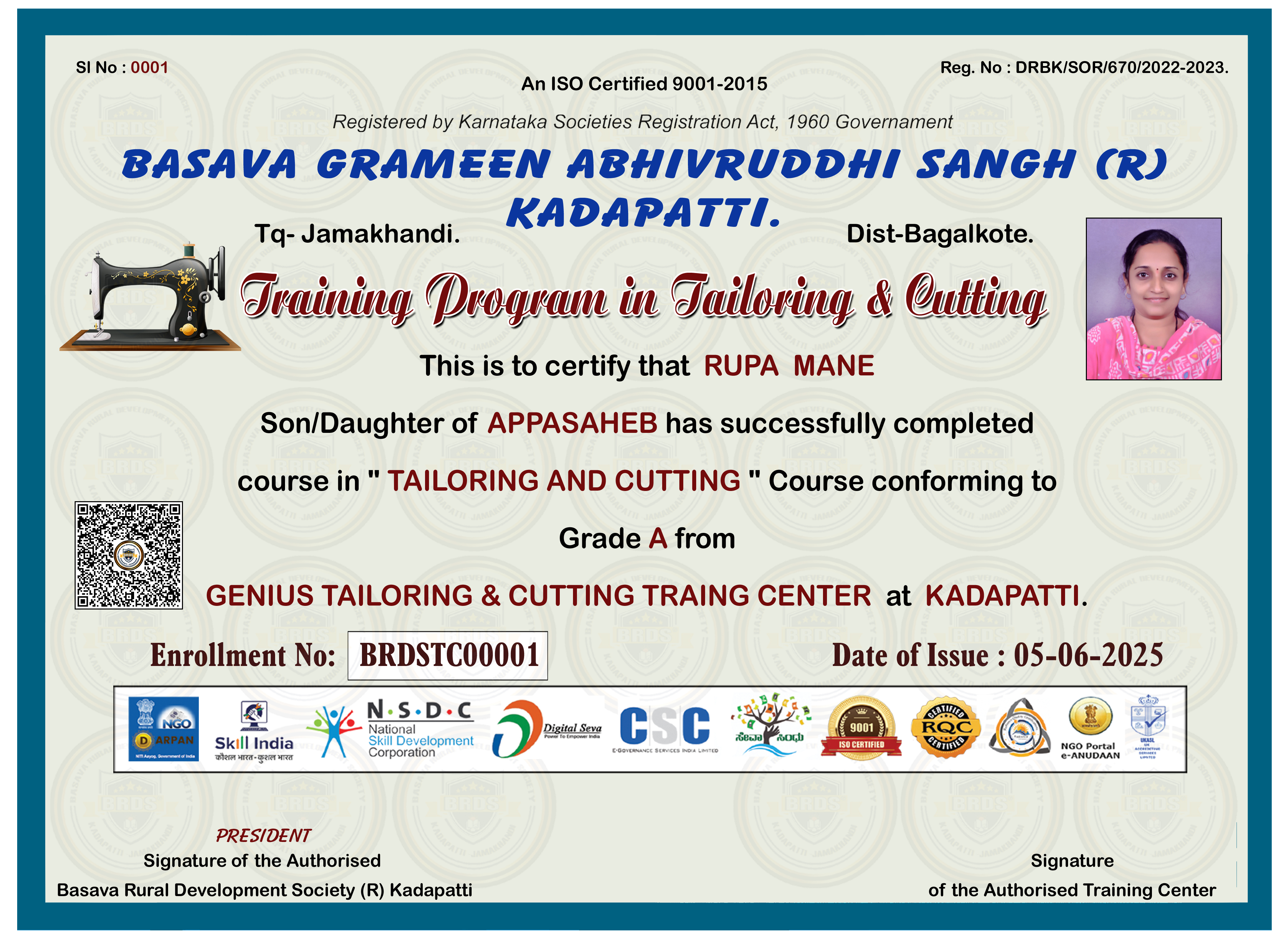 Sewing & Tailoring Course  ( Sample )