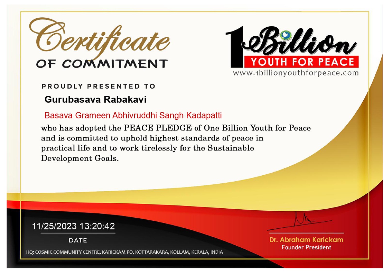 1 Billion Youth for Peace